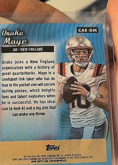 2024 Topps Chrome #CAE-DM Drake Maye All-Etch Rookie Patriots — back