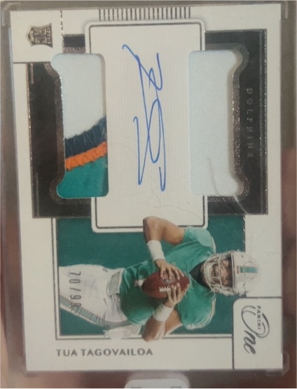 2020 Panini One Tua Tagovailoa Rookie Dual Patch Auto — front