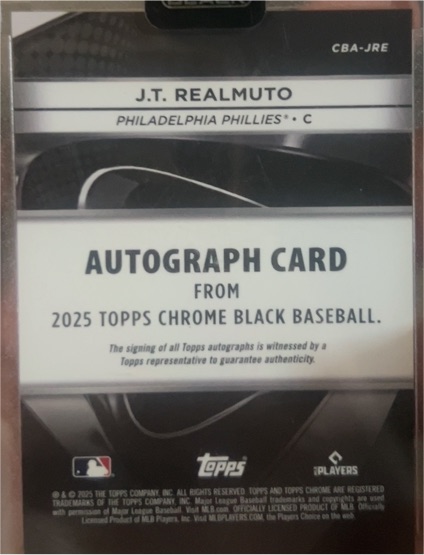 2025 Topps Chrome Black #CBA-JRE J.T. Realmuto — front