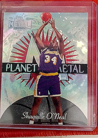1997-98 Skybox Metal Universe Planet Metal #4PM Shaquille O'Neal — front