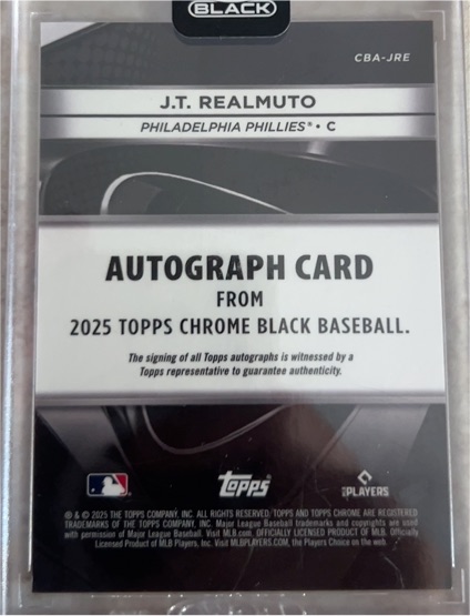 2025 Topps Chrome Black #CBA-JRE J.T. Realmuto — front