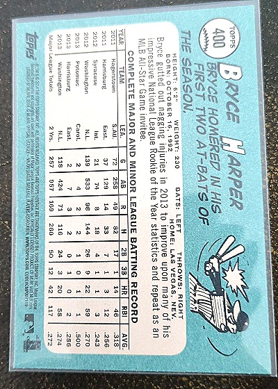2014 Topps Heritage #400 Bryce Harper — back