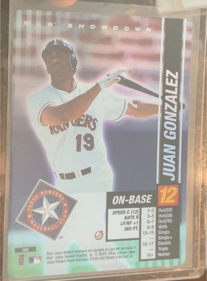 2002 MLB Showdown #082 Juan Gonzalez — front