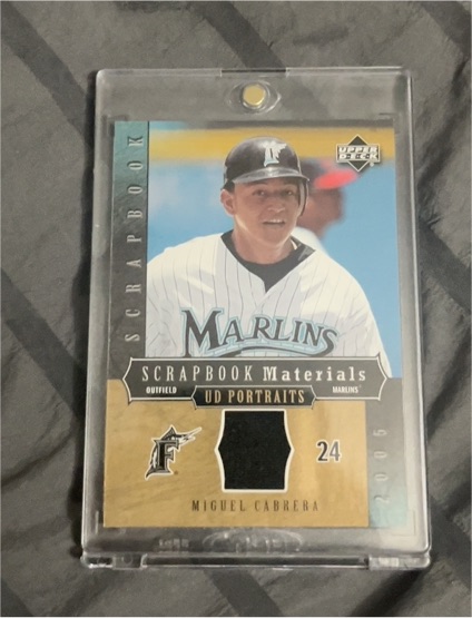 2005 Upper Deck Portraits Scrapbook Materials #SM-MC Miguel Cabrera — front