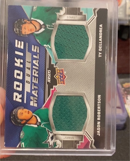 2020-21 Upper Deck Rookie Dual Materials #RDM-RD Ty Dellandrea / Jason Robertson — front