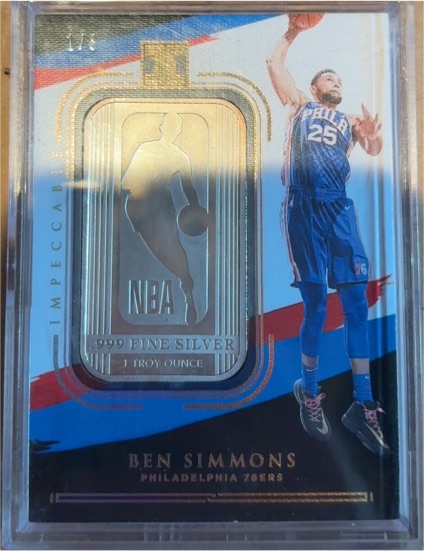2020 Panini Impeccable NBA Logo Man Silver Bar #Ben Simmons — front