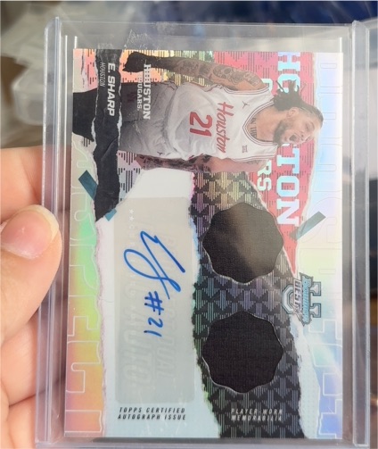 2024-25 Bowman University Best Emanuel Sharp Refractor Dual Patch Auto - Houston — front