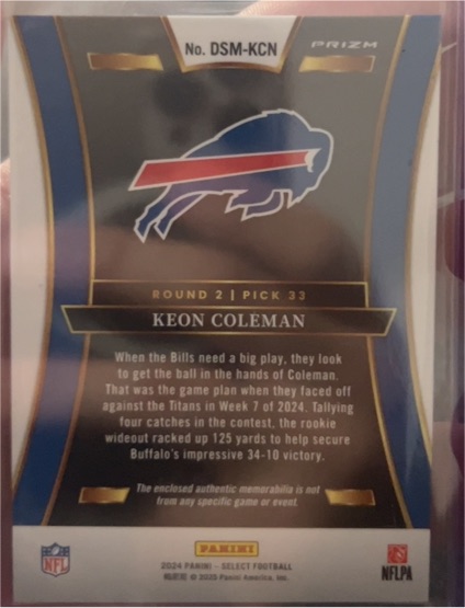 2024 Panini Select Football #DSM-KCN Keon Coleman — front