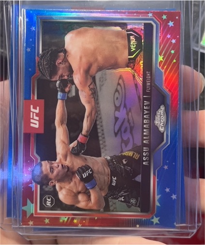 2025 Topps Chrome UFC Refractor Assu Almabayev Rookie RC #182 — front