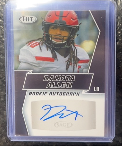 2019 SAGE HIT Premier Draft Rookie Autograph #A53 Dakota Allen — front