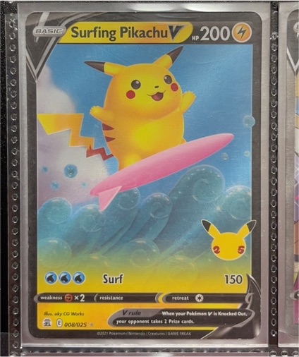 2021 Pokémon Celebrations #008 Surfing Pikachu V — front