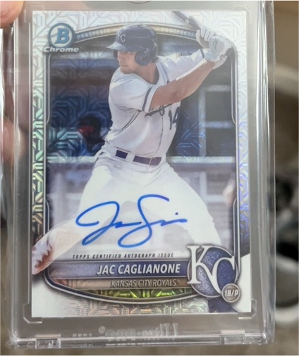 2025 Bowman Chrome Mega Box #BMA-JC Jac Caglianone RC Mojo Refractor Auto Rookie — front