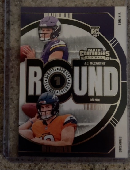 2024 Panini Contenders #4 J.J. McCarthy / Bo Nix Round Numbers — front