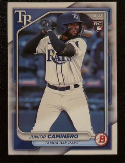 2024 Bowman #20 Junior Caminero Rookie Tampa Bay Rays — front