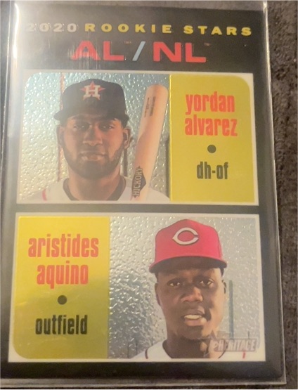 2020 Topps Heritage #54 Yordan Alvarez / Aristides Aquino Rookie Stars — front