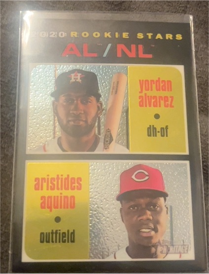 2020 Topps Heritage #54 AL/NL Rookie Stars Yordan Alvarez / Aristides Aquino — front