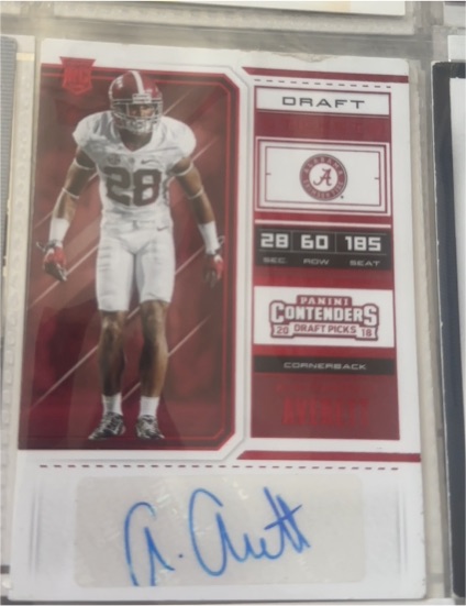 2018 Panini Contenders Draft Picks #224 Anthony Averett — front