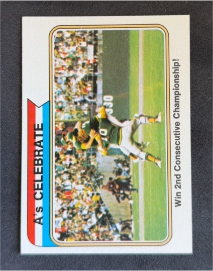 1974 Topps #479 A's Celebrate - Win 2nd Consecutive Championship! — front