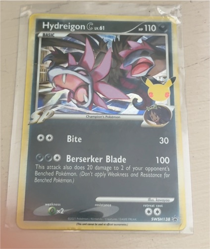 2021 Pokémon Black Star Promo #SWSH138 Hydreigon C lv.61 — front