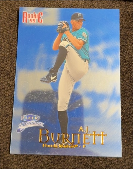 1999 Fleer Brilliants Blue #151B A.J. Burnett — front