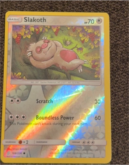 2019 Pokémon Sun & Moon Unified Minds #168 Slakoth — front