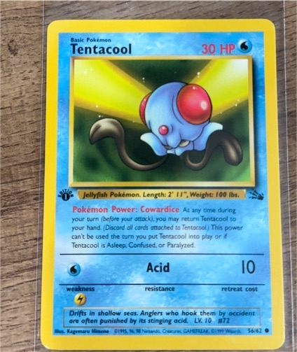 1999 Pokémon Fossil #56 Tentacool — front