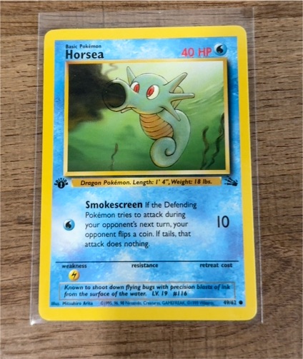 1999 Pokémon Fossil #49 Horsea — front