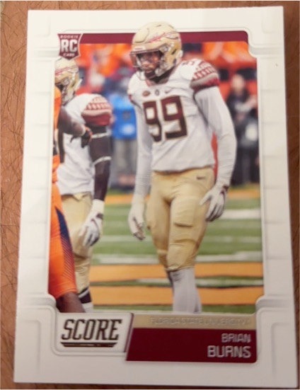 2019 Score #379 Brian Burns Panthers RC Florida St — front