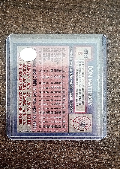 1984 Topps Nestle #8 Don Mattingly — back
