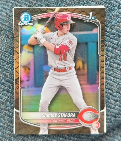 2025 Bowman Chrome 1st Prospect #BCP-100 Sammy Stafura — front