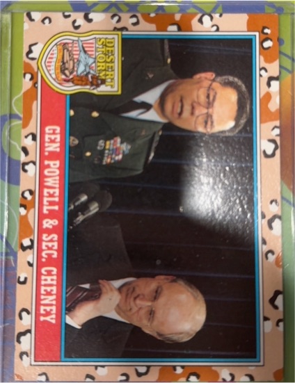 1991 Topps Desert Storm #158 Gen. Colin Powell & Sec. Dick Cheney — front