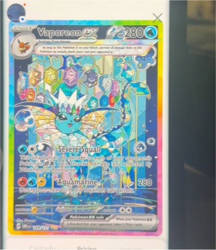 2025 Pokémon Scarlet and Violet Prismatic Evolutions #149 Vaporeon EX — front
