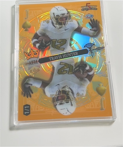 2024 Wild Card 5 Card Draw Stacked Deck #1/1 Travis Hunter Gold Suit — front