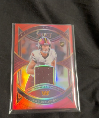 2024 Panini Select Rookie Swatches #RS-LMY Luke McCaffrey — front