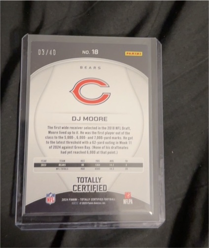 2024 Panini Totally Certified Mirror Platinum Blue /149 DJ Moore #18 — front