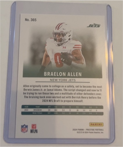 2024 Panini Prestige #365 Braelon Allen — front