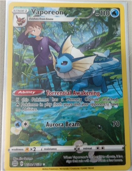 2022 Pokémon Brilliant Stars Trainer Gallery #TG02 Vaporeon — front