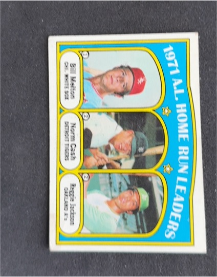 1972 Topps #90 1971 A.L. Home Run Leaders Bill Melton/Norm Cash/Reggie Jackson — front