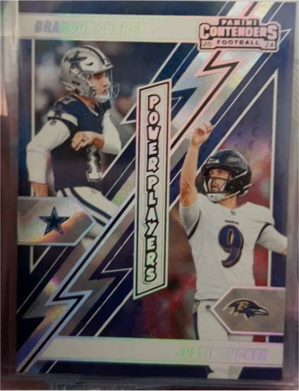 2024 Panini Contenders #20 Brandon Aubrey Justin Tucker Power Players — front