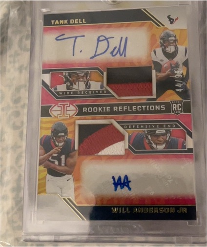 2023 Panini Illusions #RRA-HT Tank Dell/Will Anderson Jr. Rookie Reflections Dual Patch Auto — front
