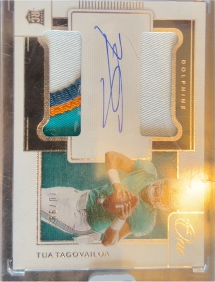 2020 Panini One #1 Tua Tagovailoa Rookie Patch Auto Bronze — front