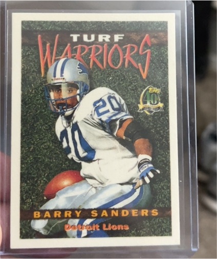 1996 Topps Turf Warriors #TW20 Barry Sanders — front