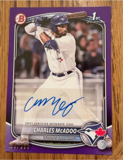 2025 Bowman #BPA-CM Charles McAdoo 1st Bowman Paper Auto Toronto Blue Jays — front