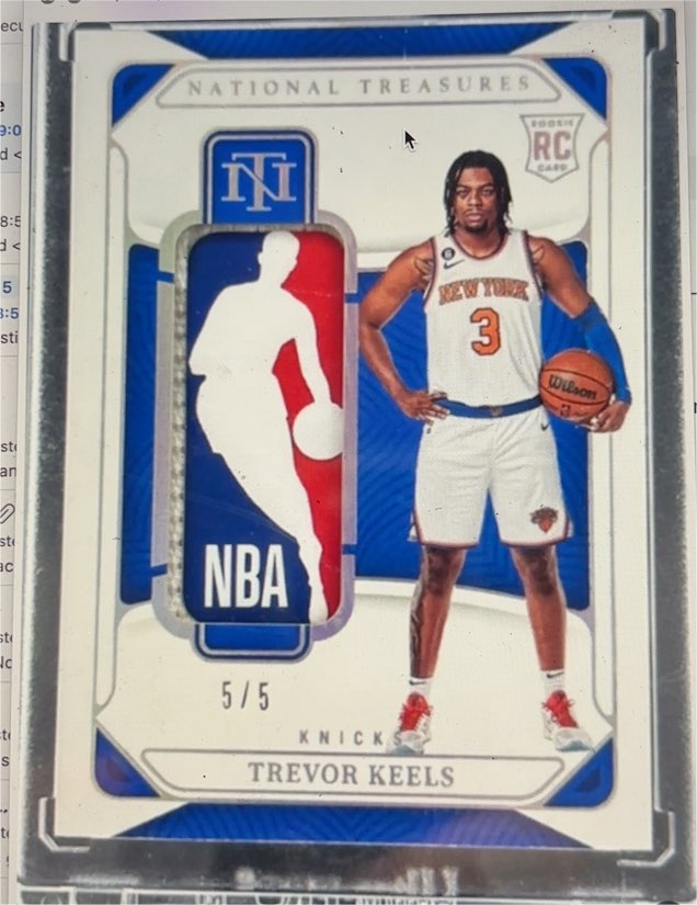 2022 Panini National Treasures #5/5 Trevor Keels Rookie Logoman — front