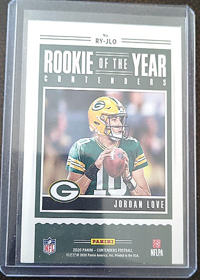 2020 Panini Contenders Rookie of the Year #RY-JLO Jordan Love — back