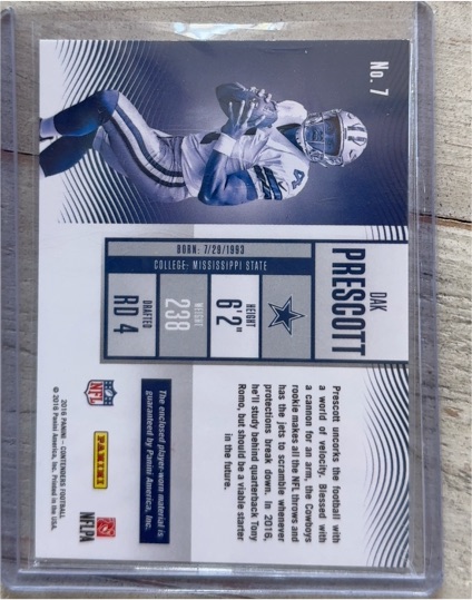 2018 Panini Contenders #7 Dak Prescott — front