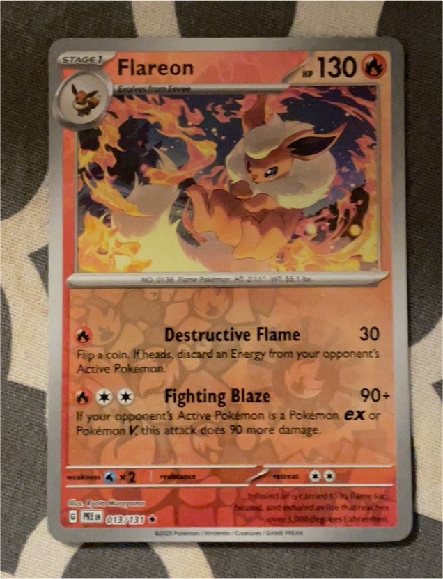 2016 Pokémon Prismatic Evolutions #013 Flareon — front