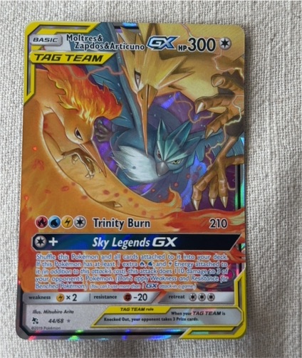 2019 Pokémon TCG Hidden Fates #44/68 Moltres & Zapdos & Articuno GX — front