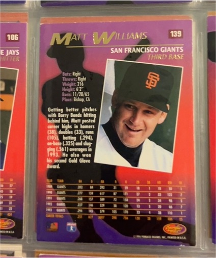 1994 Fleer #139 Matt Williams — front