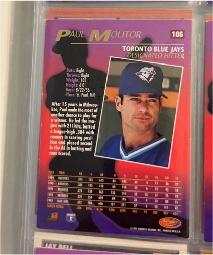 1994 Sportflics 2000 #106 Paul Molitor — front